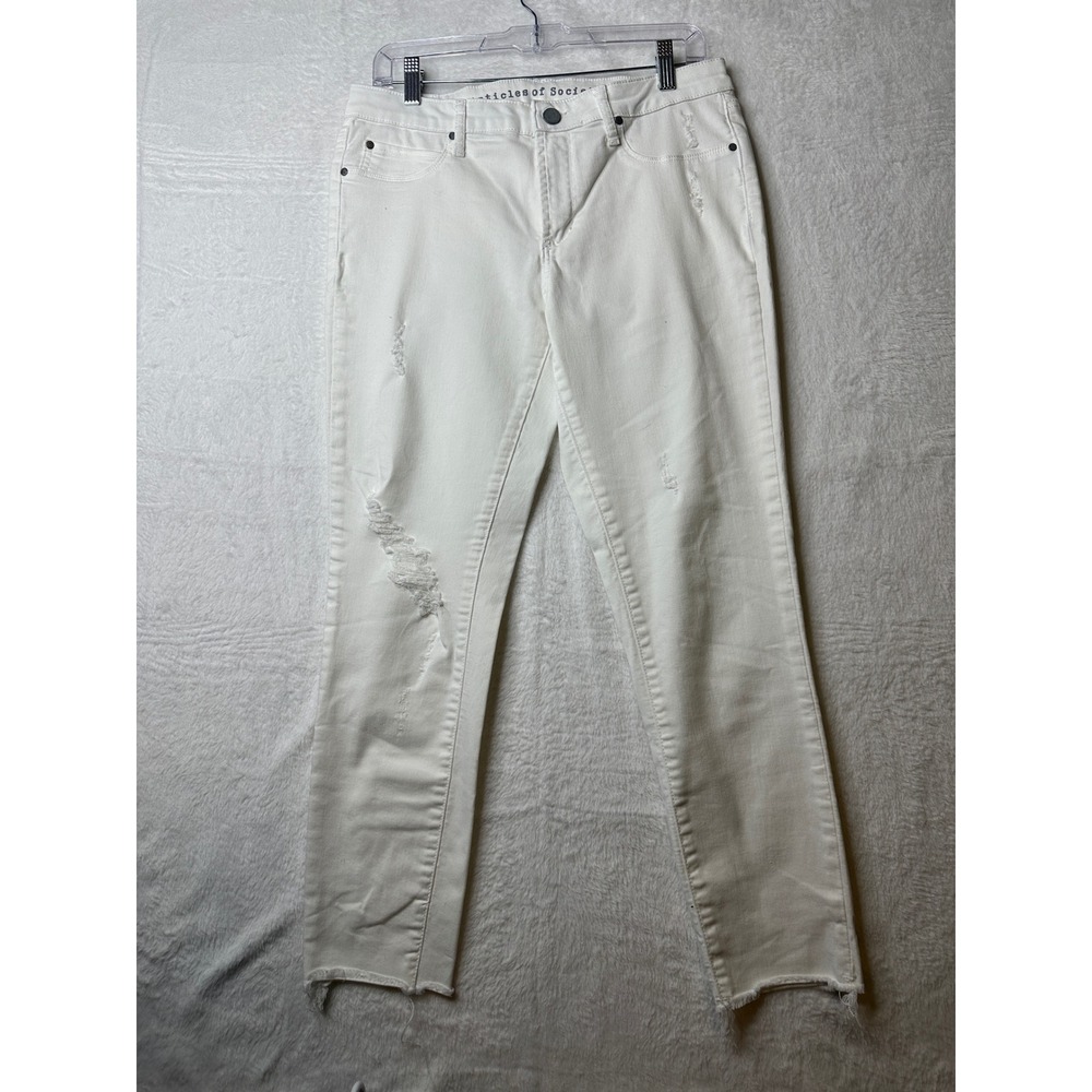Articles of Society Jeans Womens 30 White Distressed Raw Hem
